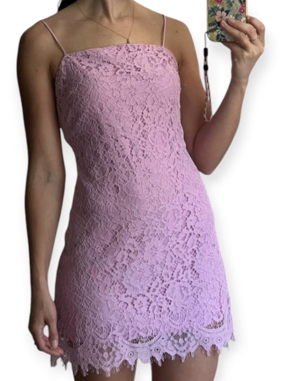 Francesca's Lavender Lace Spaghetti-Strap Mini Dress Size S